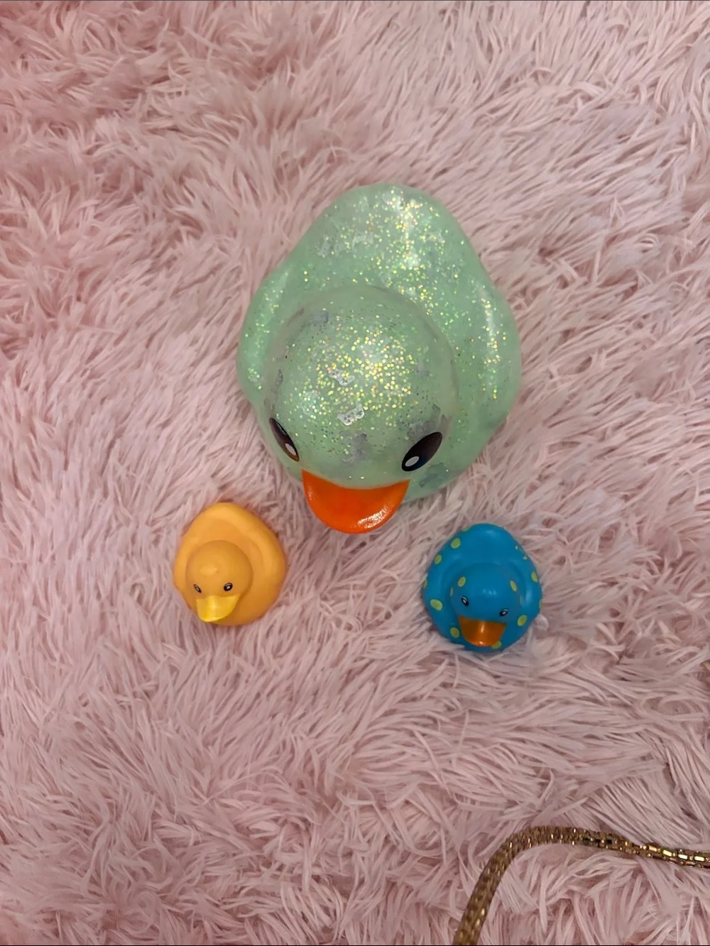 Sparkle Green, yellow and blue Duck Trio